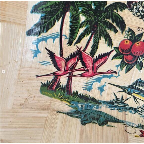 Vintage Florida Tray Bamboo Souvenir Wood Brown - Picture 3 of 8